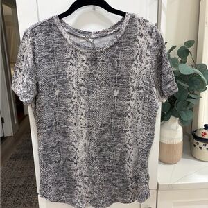 Z Supply Black and White Snake Print Short Sleeve Top
